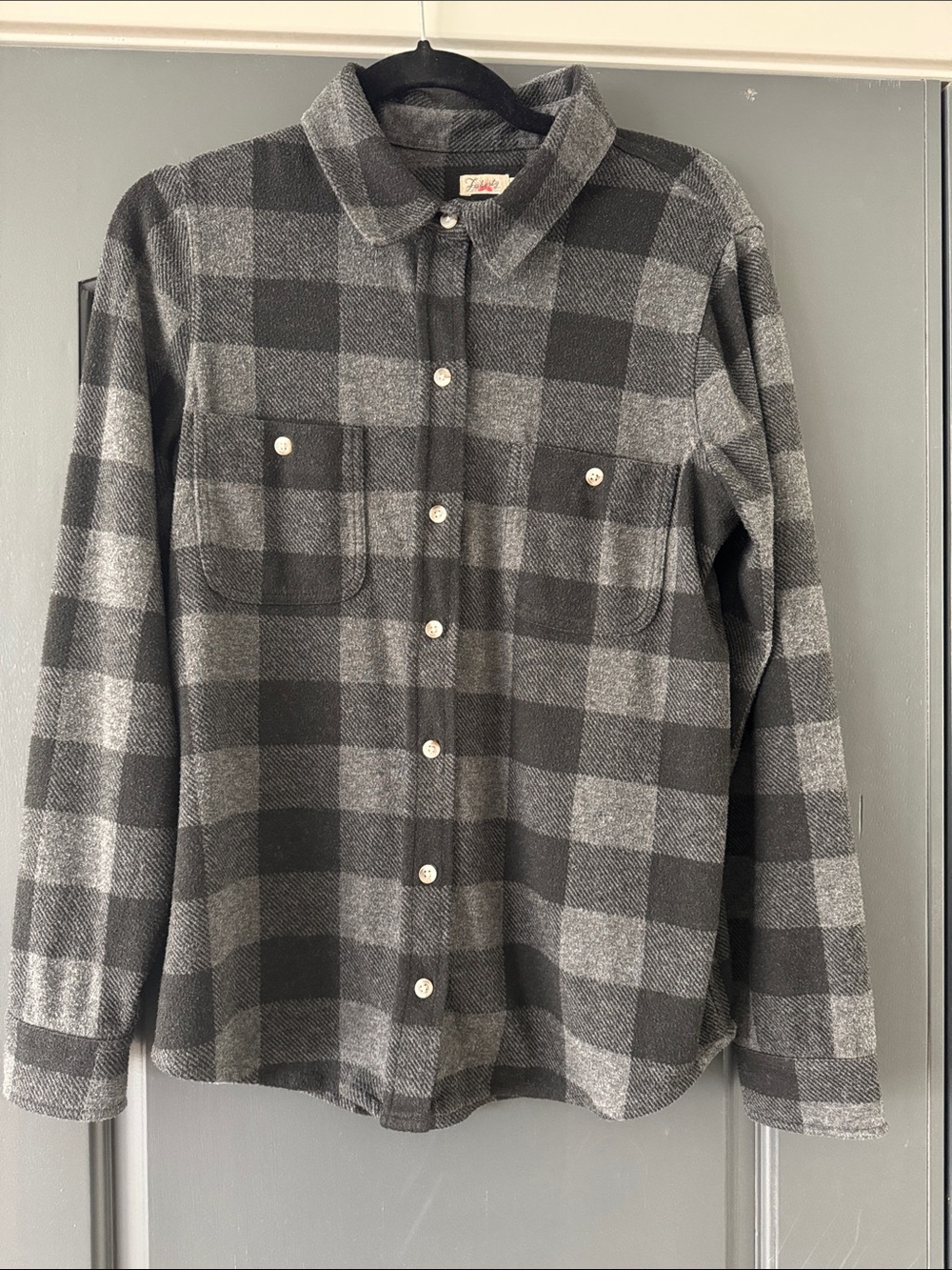 Faherty Black and Gray Plaid Button-Down Shirt